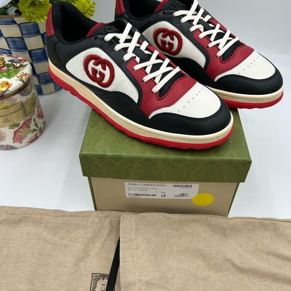 Men's Gucci, Mac 80 low top leather sneakers size 9.5 fits 10 US made in Italy - Picture 2 of 11